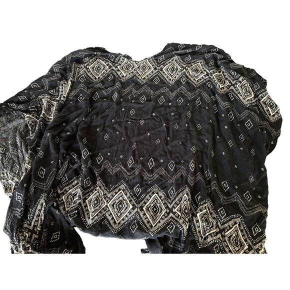 Black & White Patterned Kimono Style Jacket Wrap Shawl Size S/M ANGL - Picture 8 of 8